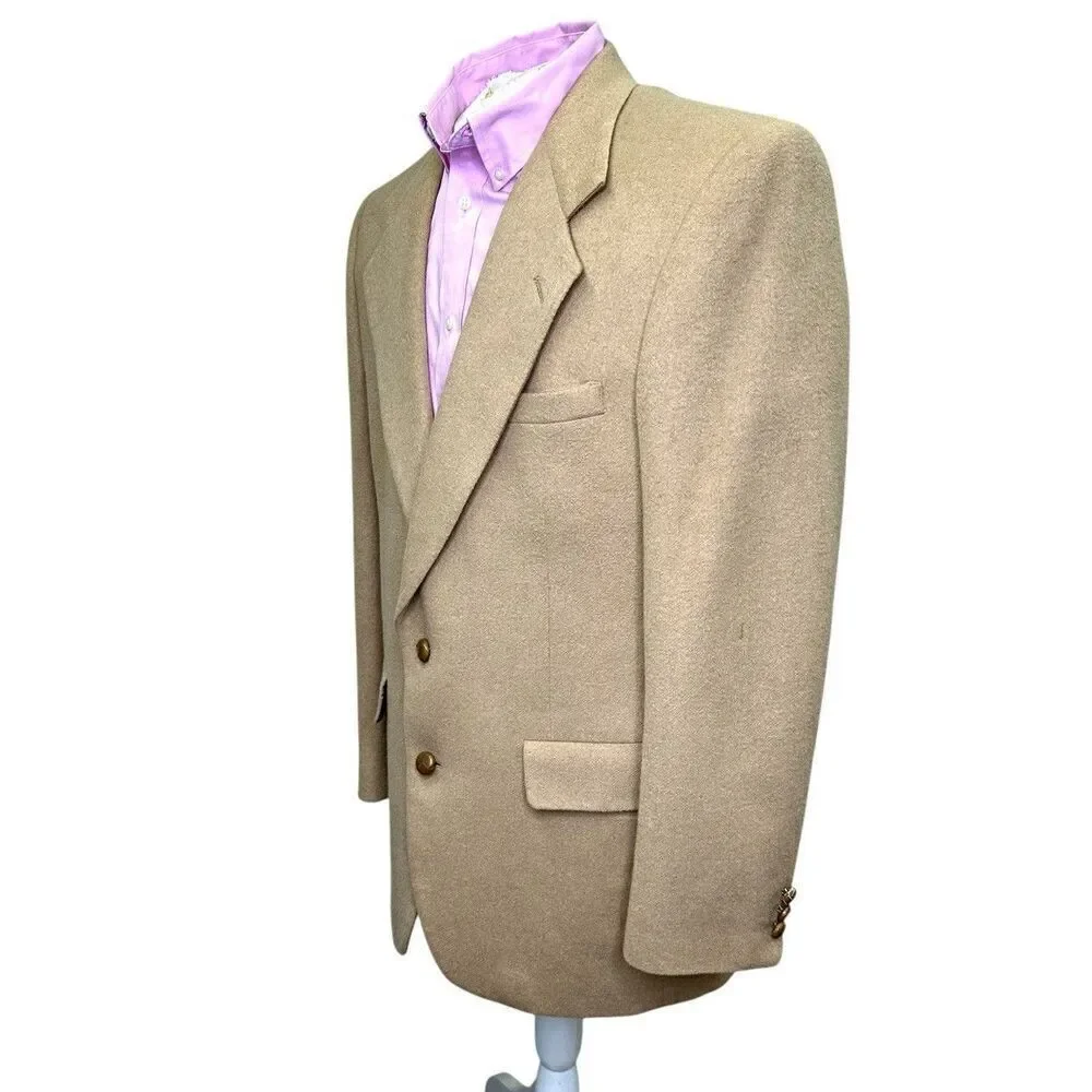 44R Vintage Kuppenheimer Soft Tan Camel Hair 2-Button Sport Coat Blazer Jacket